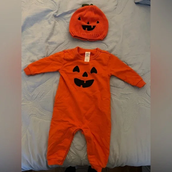 Carter's Orange Pumpkin Bodysuit with spirit's White Ghost Hoodie - Picture 3 of 4